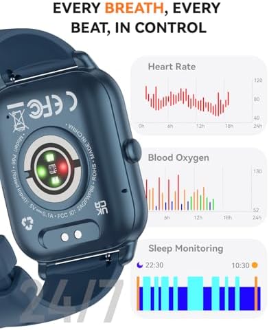 Smart Watches for Men Women, Fitness Tracker with Activity Counter/Sleep Monitor, IP68 Waterproof Smart Watch for Android iPhone iOS Compatible (Midnight Blue, 1.83) - Image 4