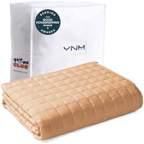 YnM 20lbs Weighted Blanket for Adults, Heavy Bed Throw Blanket with Cooling Glass Beads for All Season Use, Ideal for ~190lbs (60x80 Inches, Queen, Terracotta) by YNM