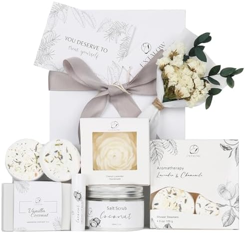 Spa Gifts for Women Coconut Lavender Home Spa Set Birthday Gift Baskets by EXTALOW
