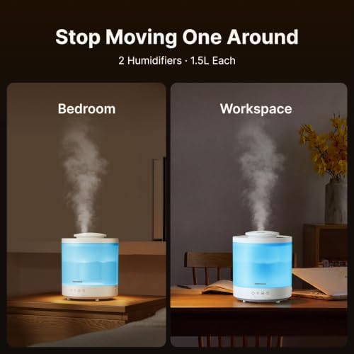 Homvana Humidifiers for Bedroom, Large Room, 1.5L Top-Fill, 2 Packs - Image 4
