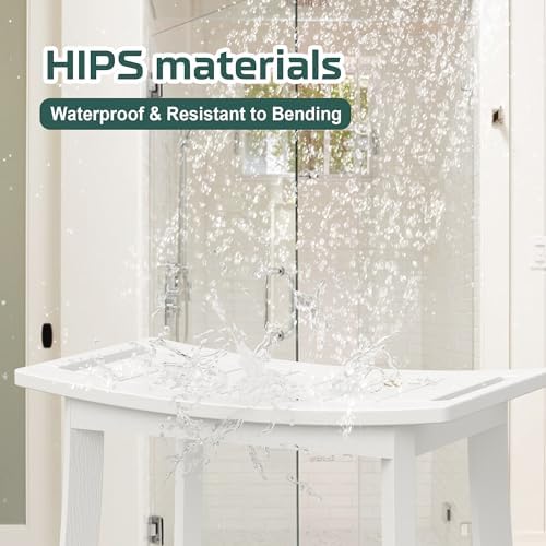 Waterproof HIPS Shower Bench for Inside Shower, Shower Stool, White - Image 4