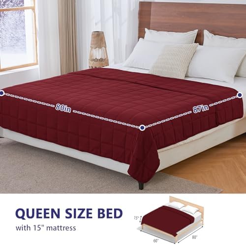 yescool King Size Weighted Blanket for Adults (25 lbs, 80” x 87”, Red) Cooling Heavy Blanket for Sleeping Perfect for 240-260 lbs, Breathable Blanket for Adults & Couple All Season, Machine Washable - Image 2