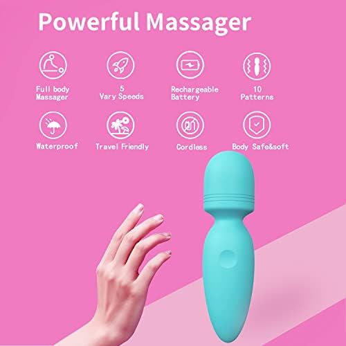 Mini Wand Massager,Small Cordless Handheld Massager with 10 Quiet Vibration Modes, Personal Handheld Rechargeable Massager for Neck Shoulder Back Body - Image 3