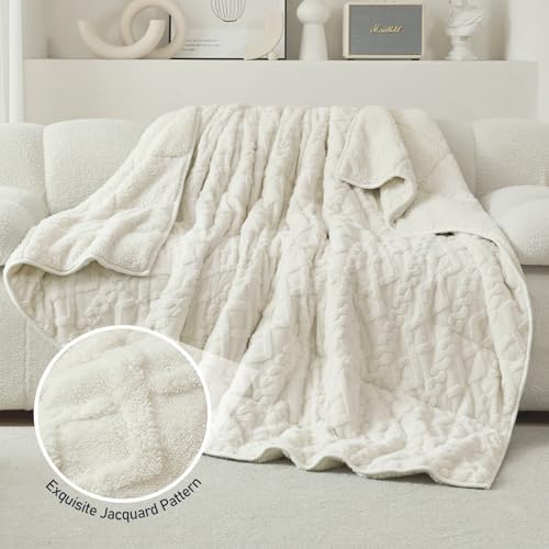Wemore Weighted Blanket for Adults Queen Size 15 lbs 60" x 80" Cream White - Image 5