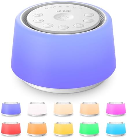 LEICEX White Noise Sound Machine | Sound Machine for Baby Rechargeable | 30 Soothing Sounds | 10 Colors Night Light | White Noise Machine for Sleep Baby Adults Portable Sound Machine for Home Travel by LEICEX