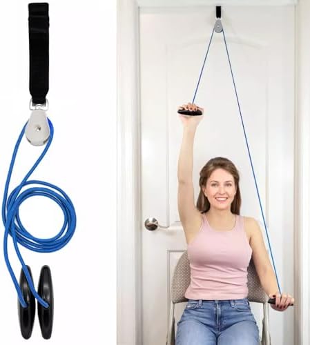 LiftAid Metal Shoulder Pulley for Physical Therapy with Exercise Guide - Improves Shoulder Strength & Range of Motion - Reduces Pain, Helps in Muscle Recovery - Physical Therapy Equipment (Blue-Metal) by LiftAid