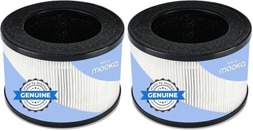 MOOKA Genuine True H13 HEPA Air Filters Replacement for M01 Purifier, Removes Dust, Smoke, Odor, Dander, Pollen, 2 Pack by MOOKA