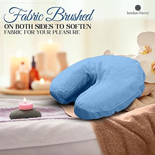LONDON LINENS Pack of 10, Premium Extra Thick 100% Cotton Flannel Massage Tables Face Cradle Covers Cozies Fitted - Includes 10 pcs (Baby Blue) - Image 6