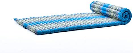 Leewadee - Foldable Floor Mattress - Japanese Roll Up Futon -Trifold Tatami Mat- Guest Floor Bed - Camping Mattress - Thai Massage Mat, Kapok Filled, 75 x 28 inches, Light Blue - Image 4