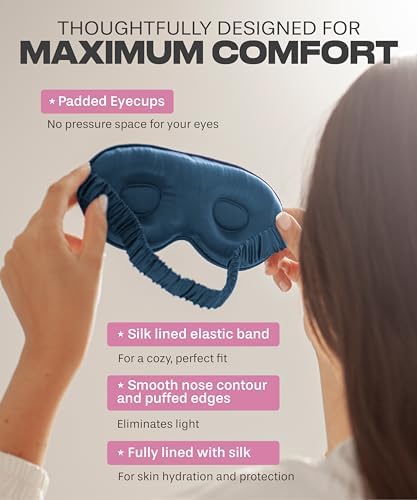 SUNDAYSILKS™ 3D Contoured Silk Sleep Mask | Padded Silk Eye Mask with Eye Cups for Lash Extensions | Blackout, Organic for Women & Men, Perfect for Travel, Slip-Free Deep Sleeping, Antifaz para Dormir - Image 2