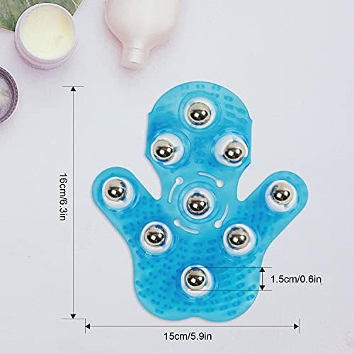 Handheld Massage Ball for Muscle Back Neck Joint Foot Shoulder Leg Pain Relief - Palm Shaped Massage Tool with Roller Balls, Portable Design, Blue - Image 5