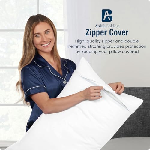 Body Pillow Cover with Zipper Closure 100% Egyptian Cotton 500 Thread Count Pack of 1 Long Body Pillowcase for Adult Size (20x48 Inch, White) - Image 5