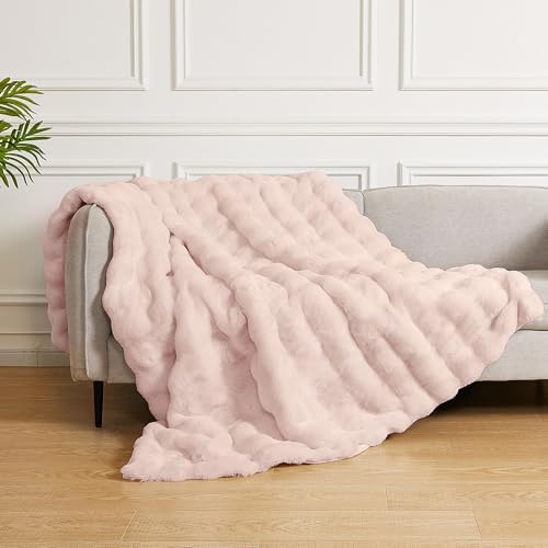 ORINOVA Pink Fluffy Blanket Queen Size 90x90 Faux Fur Soft Furry Blanket for Bed Couch Cozy Fuzzy Throw Queen Blankets for Bedroom Home Decor 1000 GSM - Image 2