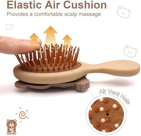Toddler Soft Massage Comb - Mini Hairbrush for Thick, Curly, Thin, Long or Short Hair, Ideal for Travel (Beige) - Image 3