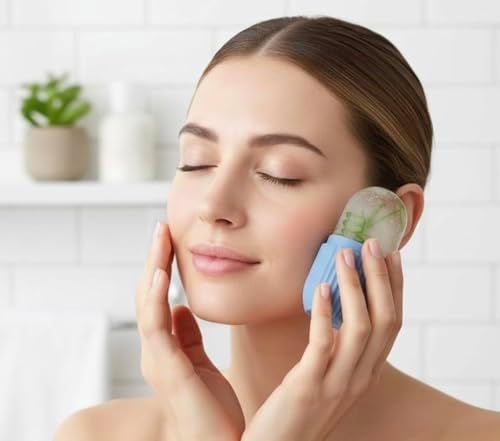 Silicone Ice Face Roller for Skin Care – Reusable Cooling Facial Ice Roller for Puffiness, Dark Circles & Soothing Skin – BPA-Free Soft Silicone Ice Mold (Blue) - Image 2