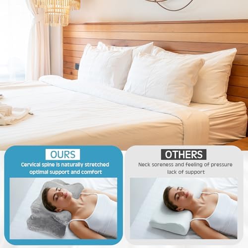 Hahafelt Cervical Neck Pillow Case Plush with Zipper, Gray, Standard Size - Image 5