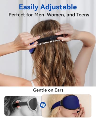FACEMOON 3D Blackout Weighted Sleep Eye Mask, Travel Essentials, Navy Blue - Image 5