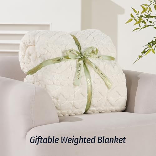 Wemore Weighted Blanket for Adults Queen Size 15 lbs 60" x 80" Cream White - Image 6