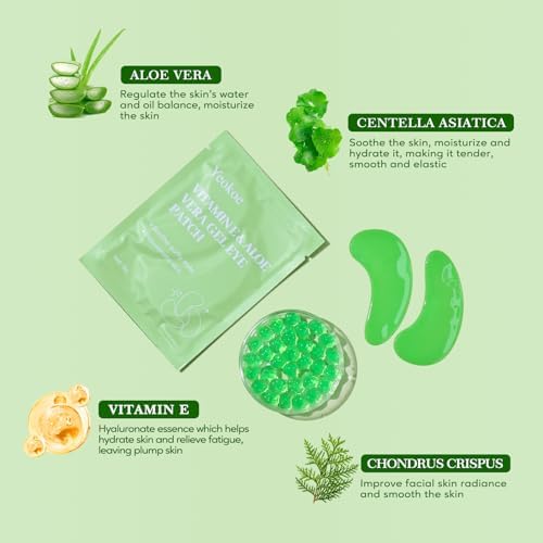 Yeokoe Under Eye Patches for Dark Circles,Puffy Eyes,20 Pairs Face Masks SkinCare With Vitamin E and Aloe Vera Gel for Rejuvenate - Image 3