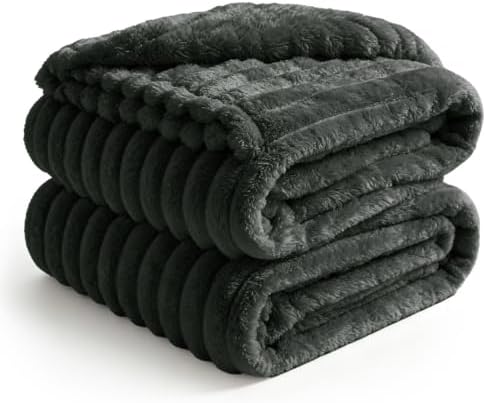 BEDELITE Ribbed King Size Blanket for Bed, Charcoal Grey, 108"x90" by BEDELITE
