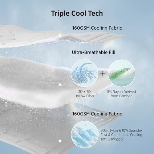 Bedsure Cooling Comforter Cal King - Cooling Blankets for Hot Sleepers, Lightweight Comforter for Summer with Dual-Sided Cool Tech, Soft Breathable Cold Blanket for Sleeping, Grey, 102x96 Inches - Image 4