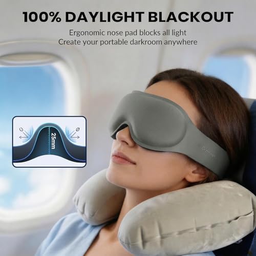 3D Maximum Blackout Sleep Eye Mask for Deep Sleep Men Women, Grey - Image 4