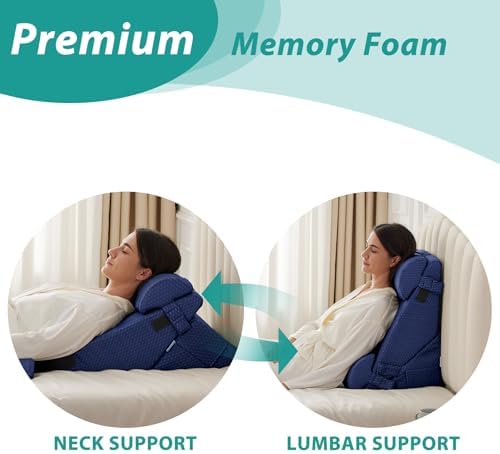 Bedluxe Adjustable 4pcs Bed Wedge Pillow Set, Memory Foam Wedges Pillow Post Surgery for Back, Neck, Leg Pain Relief, Pillows Wedge for Sleeping, Sitting up in Bed, Acid Reflux and GERD, Navy Blue - Image 4