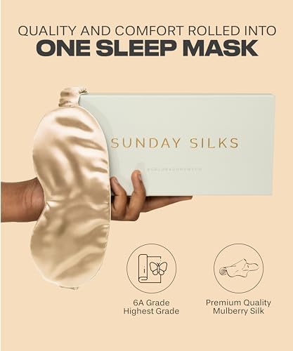 SUNDAYSILKS™ Exclusive Mulberry Silk Sleep Mask | Soft Eye Covers, Blackout Sleeping Mask for Women & Men | Silk Eye Mask for Sleep, Travel, and Relaxation | Antifaz para Dormir [Nude Champagne] - Image 2