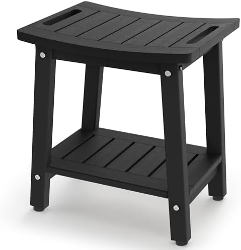 Waterproof HDPE Shower Bench for Inside Shower, Shower Stool, Black by BEKVEMLIVING