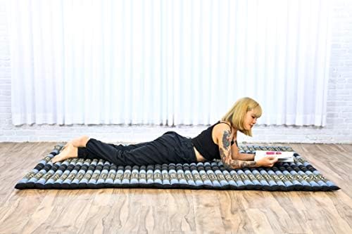 Leewadee - Foldable Floor Mattress - Japanese Roll Up Futon -Trifold Tatami Mat- Guest Floor Bed - Camping Mattress - Thai Massage Mat, Kapok Filled, 75 x 57 inches, Blue - Image 2
