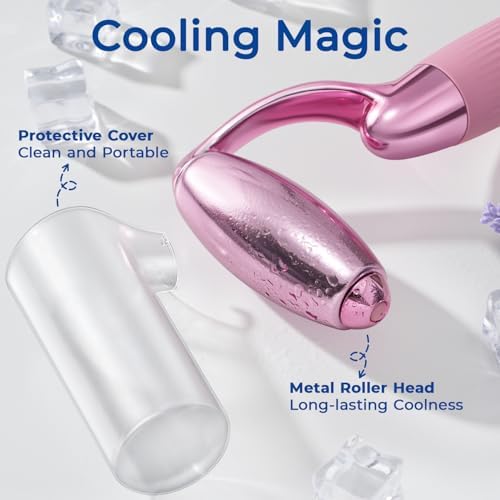 MORGLES Ice Roller for Face, Professional Face Roller Cryotherapy Tool to Reduce Puffiness, Redness & Headaches, Tighten Skin and Improve Lymphatic Drainage with Ergonomic Handle (Pink) - Image 2