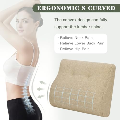 baibu Patented Dual-Layer Memory Foam Lumbar Pillow for Recliner, Beige - Image 5