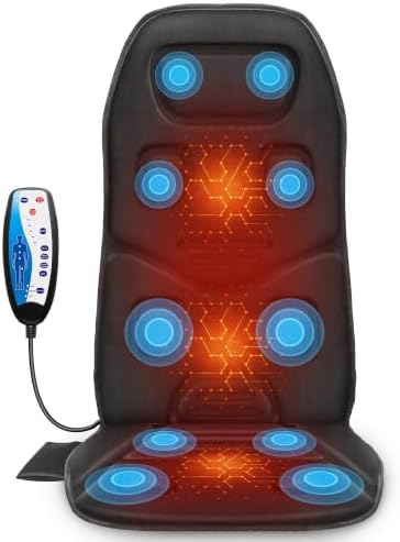 COMFIER Vibration Back Massager with Heat, 10-Motor Massage Seat Cushion for Chair, Graphene Heated Massage Chair Pad for Back, Lumbar & Thighs, 5 Modes, 3 Intensities, Home Office Recliner Gift by COMFIER