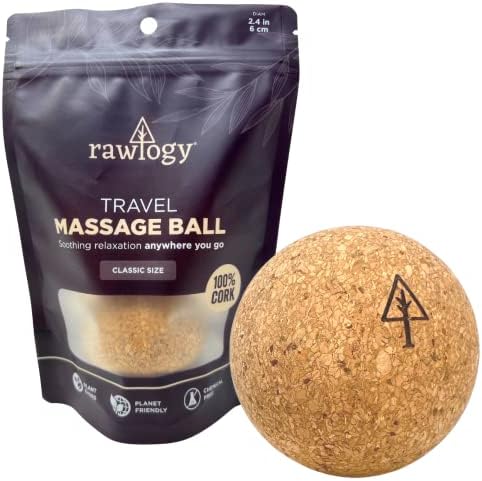Travel Cork Massage Ball | Lightweight, Sustainable Alternative to Lacrosse Ball for Muscle Pain Relief (2.5 Inch (Pack of 1), Sanded Cork) by Rawlogy%C2%AE