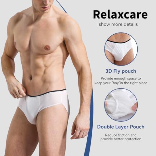 10 Packs Mens Disposable Underwear Briefs,100% Cotton Portable Brief Panties for Travel Spa Hospital Emergencies - Image 3