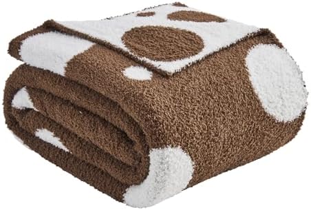 CozeCube Reversible Knit Throw Blanket, Brown White Polka Dot, 60"x80" by CozeCube