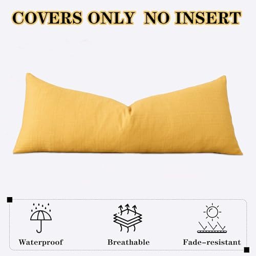 Kevin Textile Outdoor Waterproof 14”x36” Pillow Cover 1 Pack, Yellow - Image 7