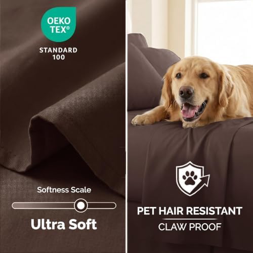 2 Pack King Size Flat Sheets Only Microfiber Chocolate Brown Bed Sheets - Image 4