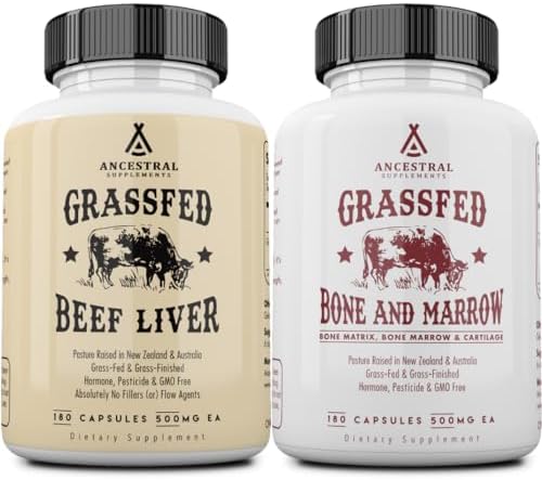 Ancestral Supplements Beef Liver & Bone Marrow Capsules, 180 Ct (2-Pack) by AncestralSupplements