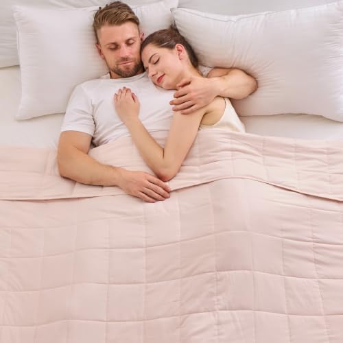 yescool Weighted Blanket for Adults (30 lbs, 88" x 104", Pink) Cooling Heavy Blanket for Sleeping Perfect for 290-310 lbs, King Size Breathable Blanket with Premium Glass Bead, Machine Washable by yescool