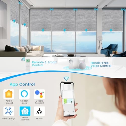 Motorized 100% Blackout Roller Shades – Custom Smart Blinds with Remote Control, Rechargeable Battery or Plug-in Motor, Tuya WiFi Optional, Home & Office Automatic Window Shades (Steel Gray/CH9424) - Image 2