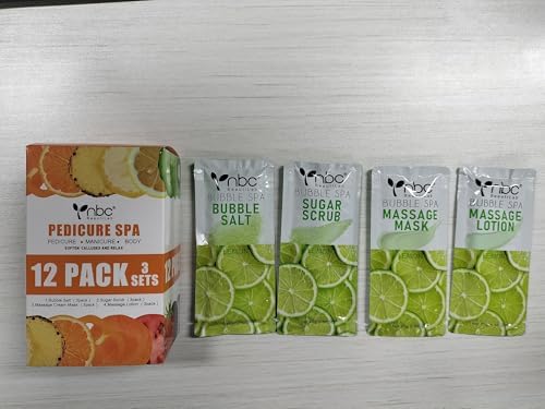 Pedicure Kit Foot Soak Set: Bubble Salt, Sugar Scrub, Massage Mask, Massage Lotion in a Box, 4 Step Foot Spa Kit for Dry Feet(3 Set Lemon) - Image 2
