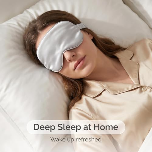 [3 Pack] QSYW Sleep Masks, Satin Eye Mask for Sleeping - Silky Eye Masks Bulk with Storage Bag & Elastic Strap,Silvery - Image 7