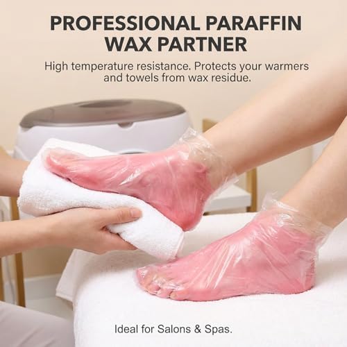 Plastic Foot Covers for Feet - 100pcs Pedicure Liners Disposable Clear Plastic Socks Disposable Foot Covers for Paraffin Bath, Pedicure, Spa, Shoes - Image 5