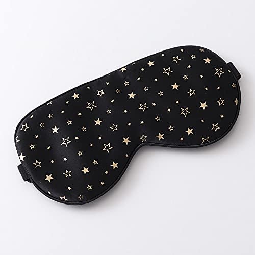 100% Silk Sleep Eye Mask Comfortable Blindfold Super Soft Eye mask for Women Men Block Light Travel Nap with Adjustable Strap Tim & Tina (Golden Stars) by TimTina