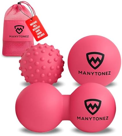 Hard Massage Ball Set - Lacrosse, Peanut, Spiky Ball (Medium Firm) with Carry Bag & eBook Guides - for Trigger Point, Muscle Physical Therapy, Myofascial Release, Deep Tissue Pressure by MANYTONEZ
