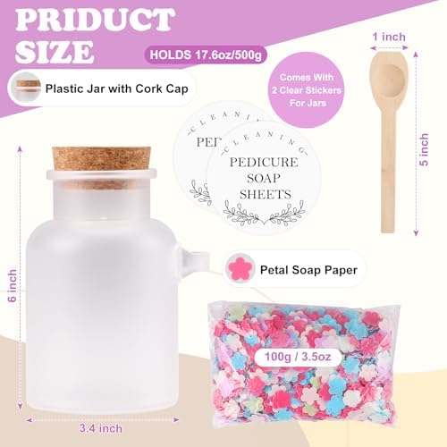 DOSTATNI Pedicure Soap Flowers Pedicure Foot Spa Tablets 10 Oz Plastic Bath Salts Jar Foot Soak Flower Paper Soap Sheet Softens Skin Botanicals Lavender Essential Oil Fast Dissolving Supplies - Image 2