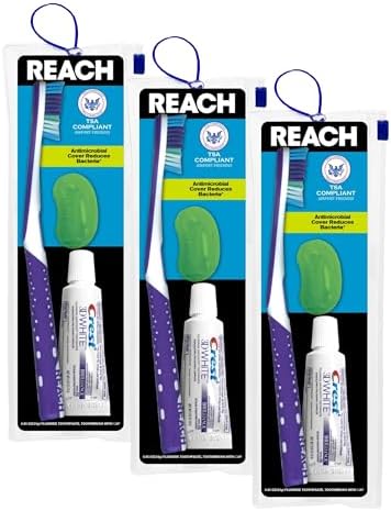 Reach Toothbrush Travel Kit, Soft Bristles | Multi-Angled | Pack of 3 | TSA-Friendly | Portable by Reach
