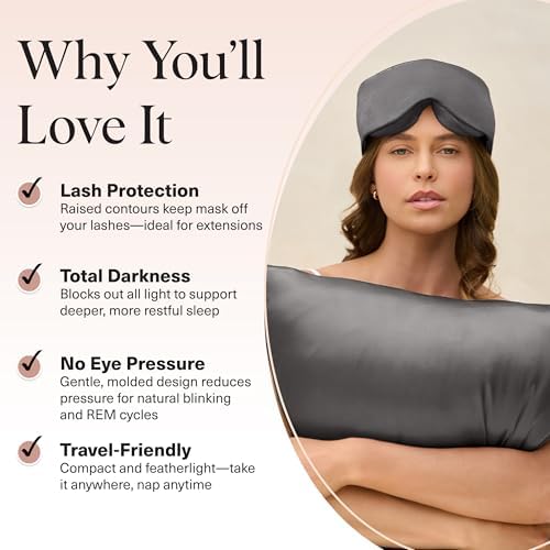 Kitsch Contour Satin Sleep Mask | Eye Masks for Sleep - Charcoal - Image 3