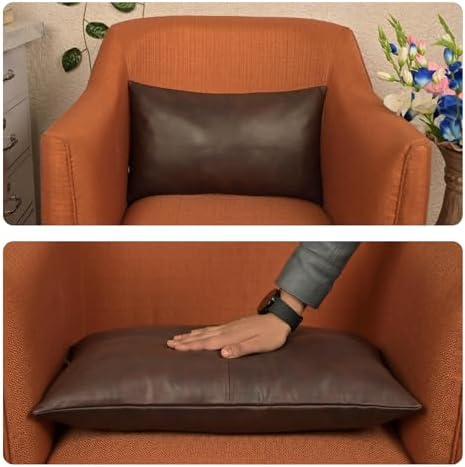 LL LEATHER LOVERS 100% Lambskin Leather Pillow Cover - Sofa Cushion Case - Decorative Throw Covers for Living Room & Bedroom, Brown Antique Plain Pack of 1-12X20 Inch - Image 6